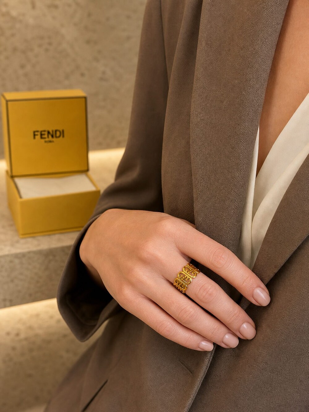 Fendi Modern Designer Ring Style 1 | New with Box - Picture 9 of 9